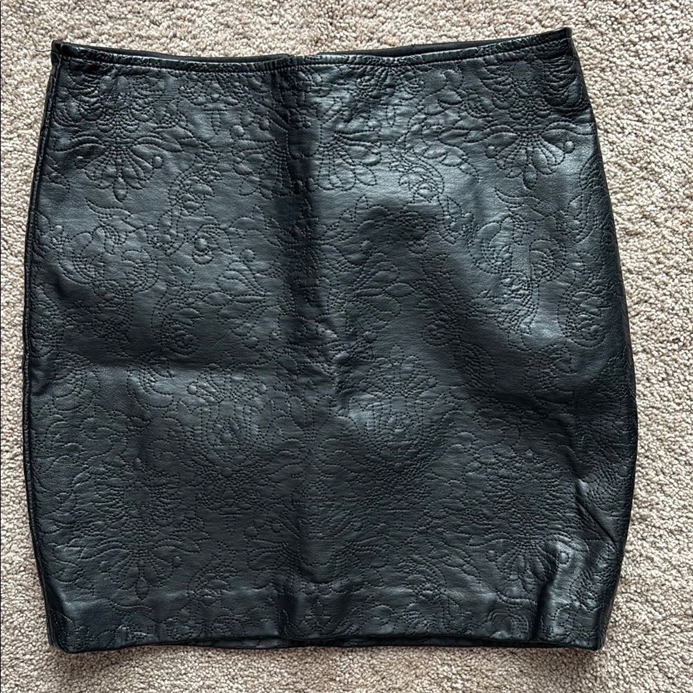 Black Vegan Leather Textured Mini Skirt